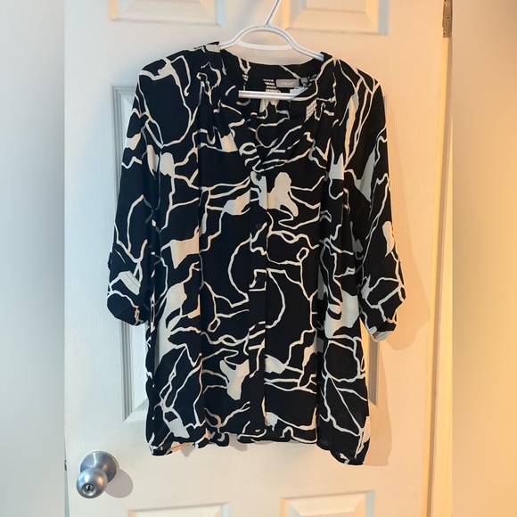 Fransa NWT black white loose fit short sleeve blouse size XL - Picture 3 of 13